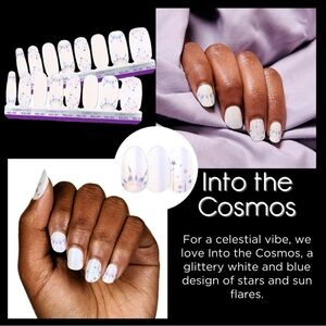 Color Street Into the Cosmos White and Blue Glitter Press-On Nails